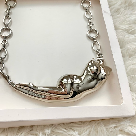 Zara Silver Metal Torso Chain Link Necklace - Picture 12 of 15